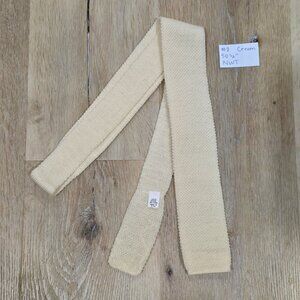 Private Club Ivory Wool Knit Tie Vintage Skinny USA